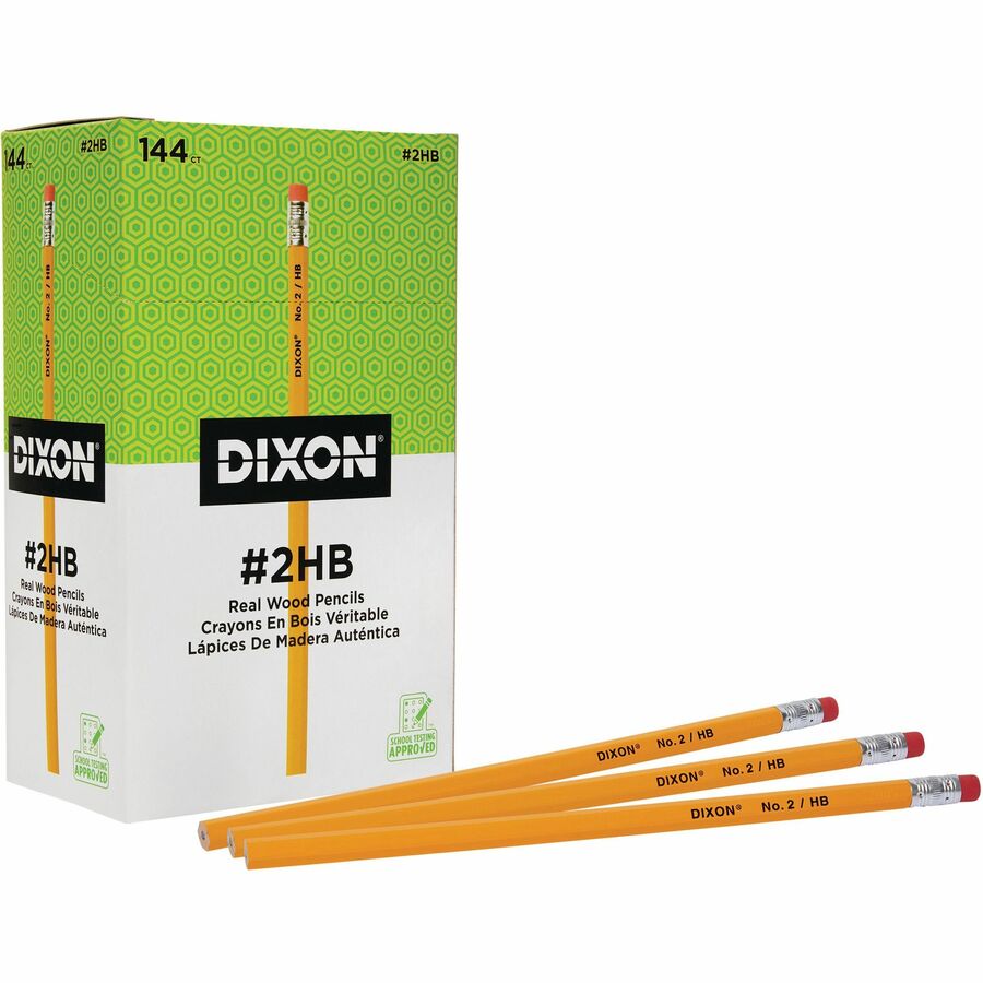 Dixon Woodcase No.2 Eraser Pencils - #2 Lead - Black Lead