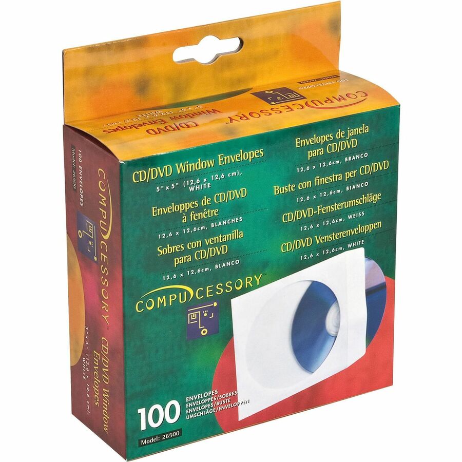 Verbatim CD-DVD Paper Sleeves with Clear Window - 50pk Box