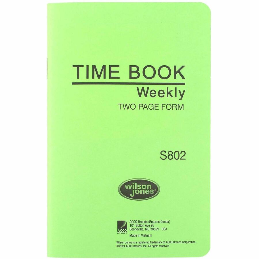 Wilson Jones Foreman's Time Book - Cloth Bound - 4.13