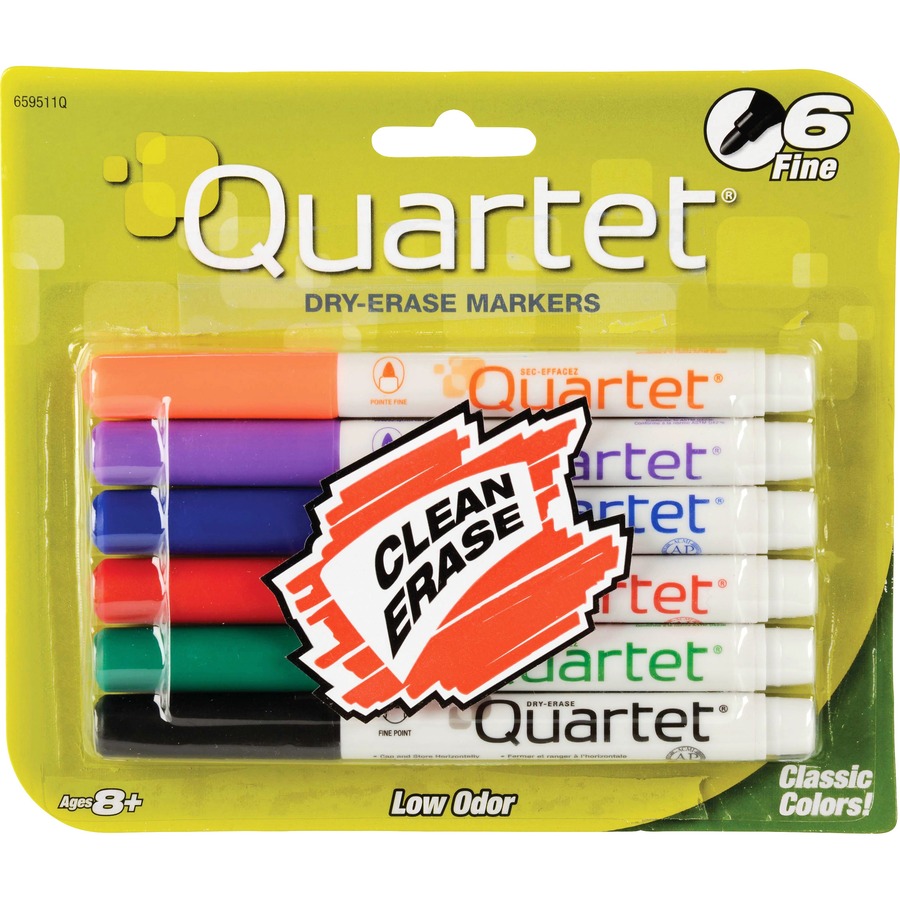 Quartet Classic Low Odor Dry-Erase Markers, Fine Tip, DryGuard Ink, Black,  12 Pack, Markers & Accessories