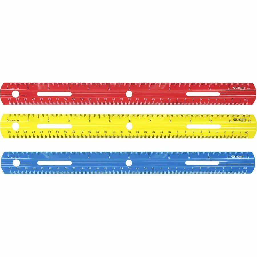 Plastic 12-inch Ruler With Binder Holes