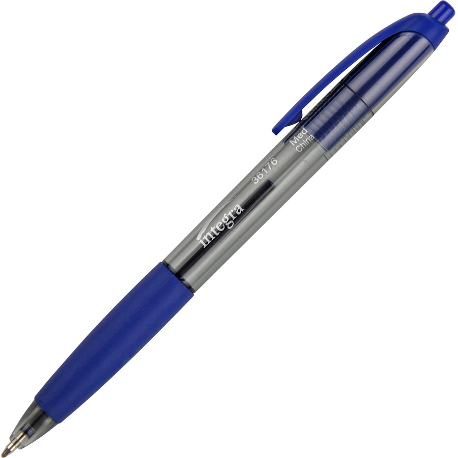 Integra Rubber Grip Retractable Pens Medium Pen Point 1 mm Pen Point Size Retractable