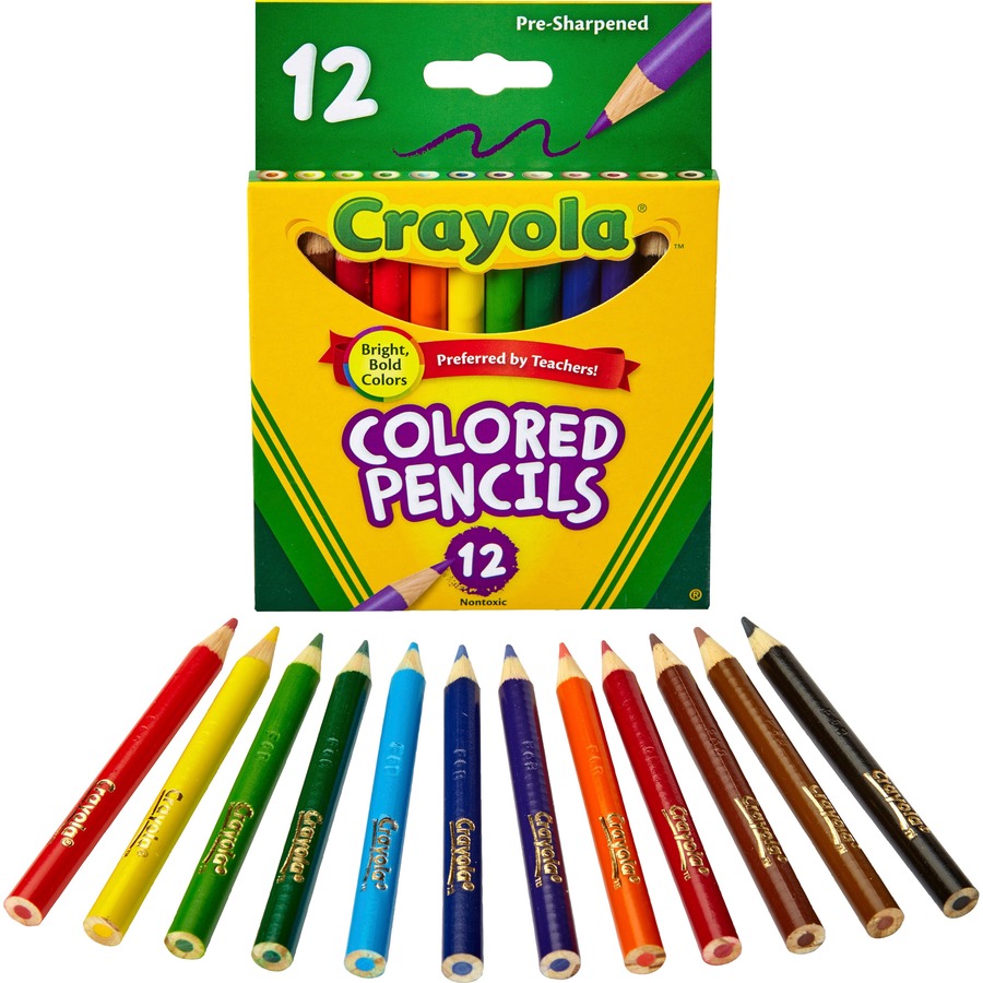 Crayola 12 Color Colored Pencils - 3.3 mm Lead Diameter - Violet Lead -  Black Wood, Blue, Green, Brown, Orange, Red, Sky Blue, Violet, Yellow, Red  Orange, Yellow Green,  Barrel - 12 / Set