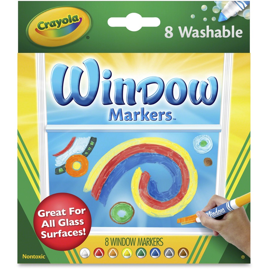 Crayola Washable Window Markers - Conical Marker Point Style - Assorted