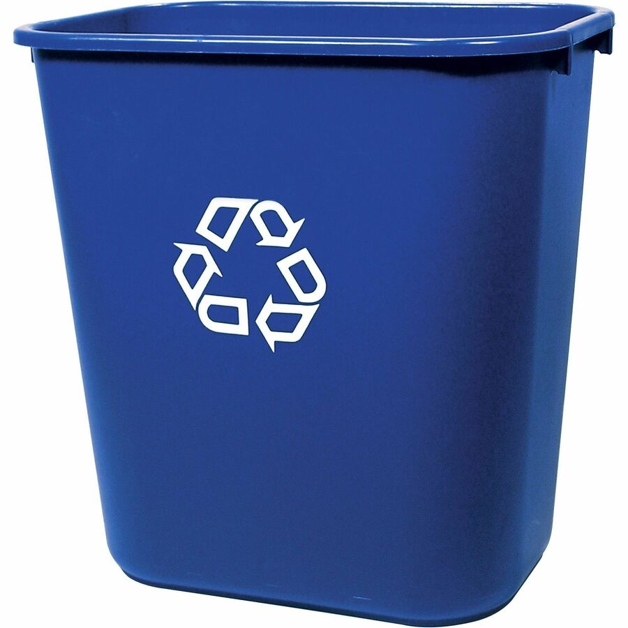 Rubbermaid Deskside Plastic Wastebasket, Rectangular, 7 gal, Gray