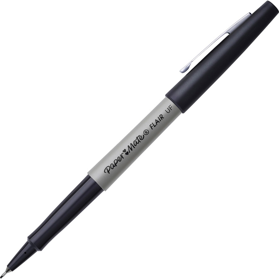 Paper Mate Flair Felt Tip Stick Pens, 0.4mm Pen Point, Black Ink - 12 / Box  