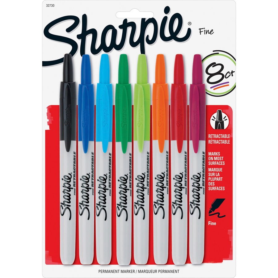 Sharpie Retractable Permanent Markers - Fine Marker Point - Retractable -  Assorted - 8 / Set - R&A Office Supplies