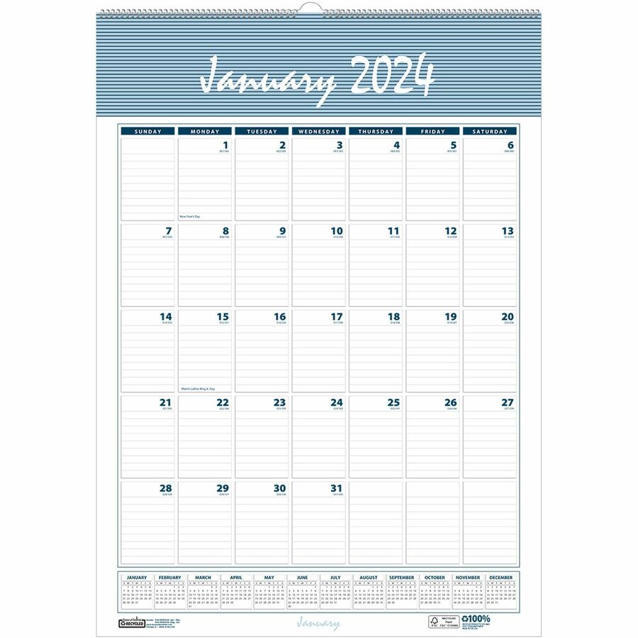 House Of Doolittle Bar Harbor 12 Month Wall Calendar Julian Dates Monthly 1 Year January 21 Till December 21 1 Month Single Page Layout 22 X 31