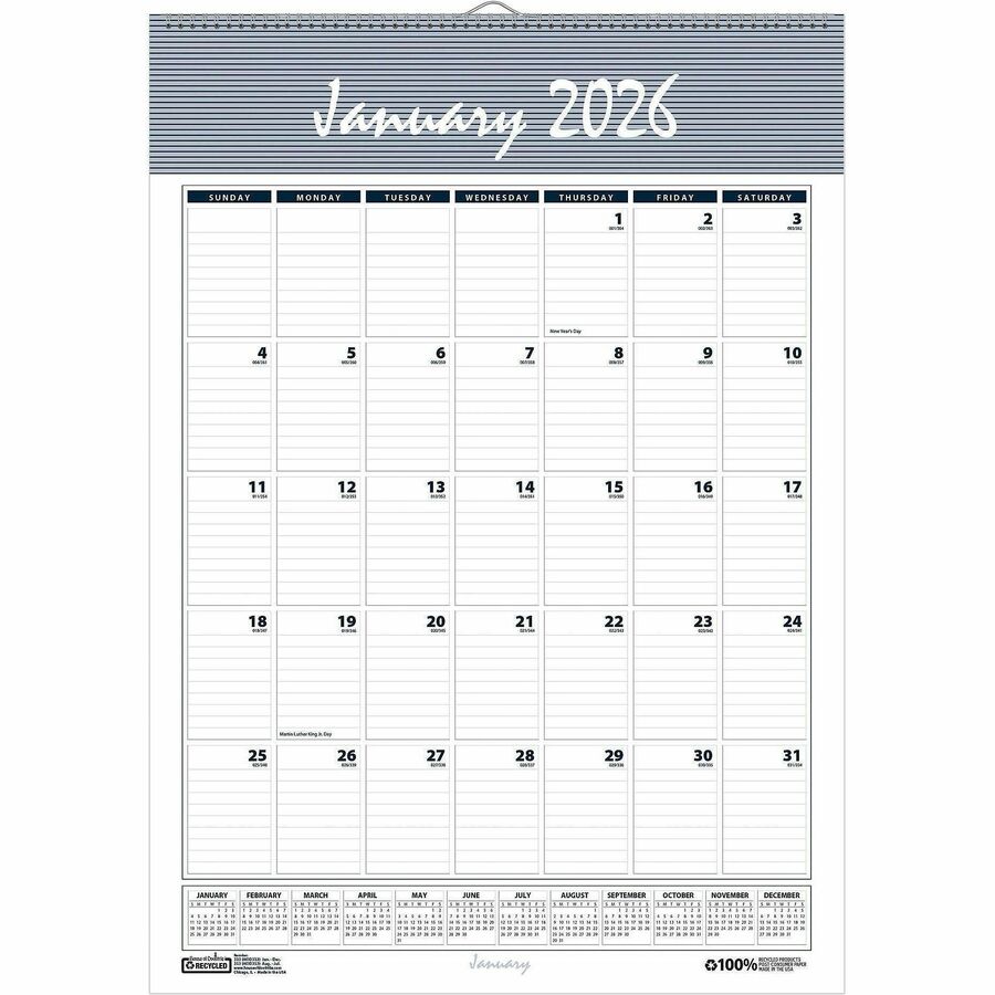 House of Doolittle Bar Harbor 12-Month Wall Calendar - Julian Dates -  Monthly - 1 Year - January 2024 - December 2024 - 1 Month Single Page  Layout - 15 1/2" x