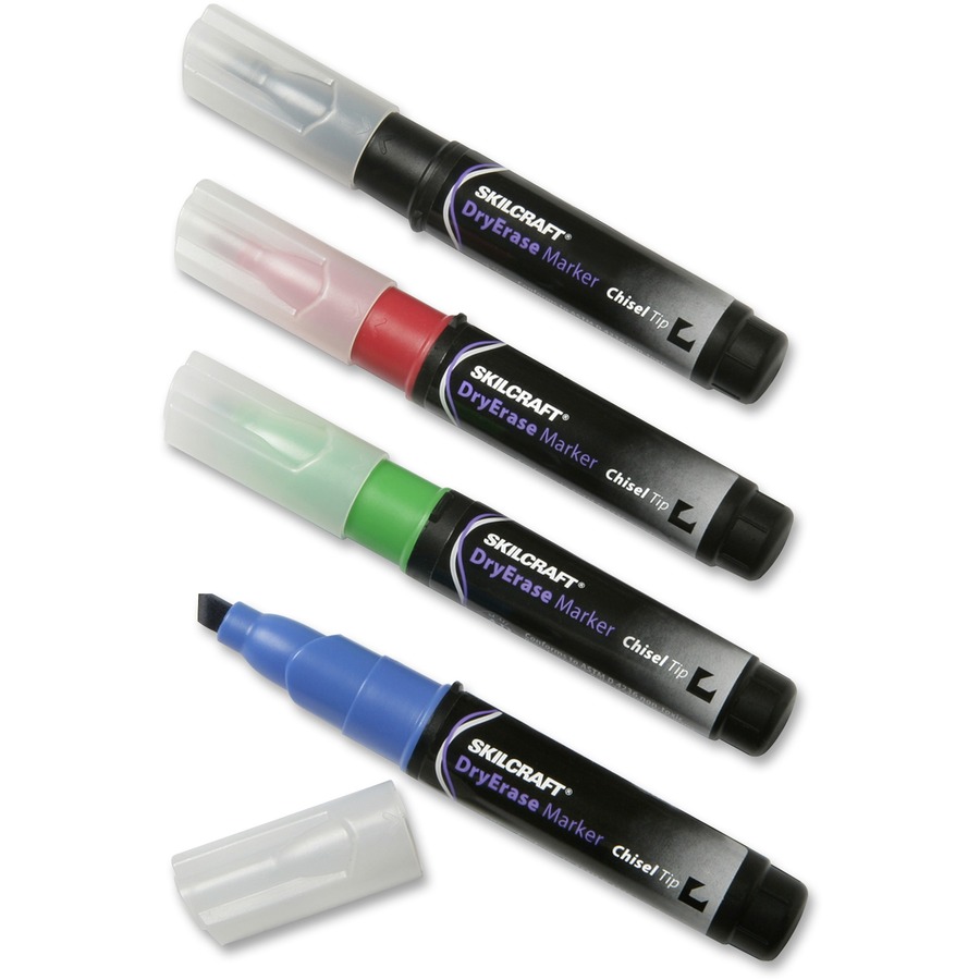 SKILCRAFT Dry Erase Marker Set Chisel Marker Point Style Assorted