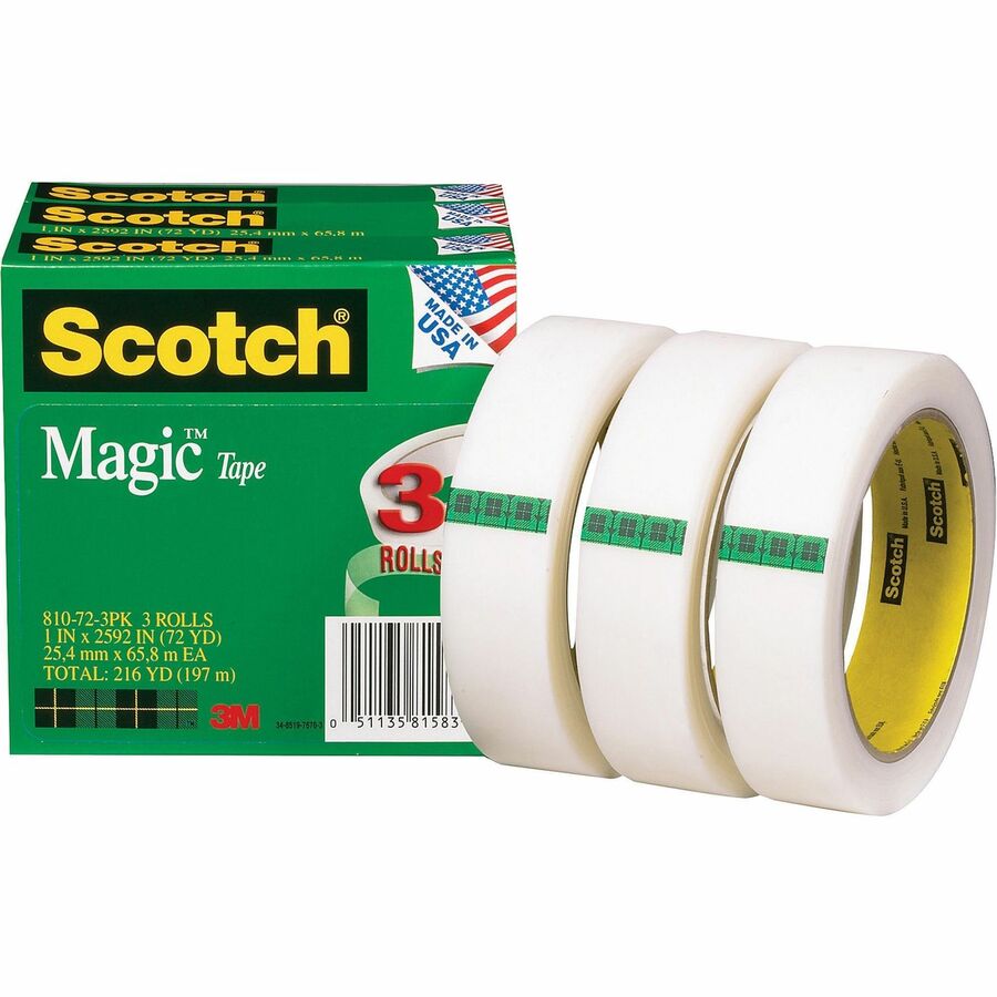 Scotch Magic Tape - 72 yd Length x 1 Width - 3 Core - MMM810723PK, MMM  810723PK - Office Supply Hut