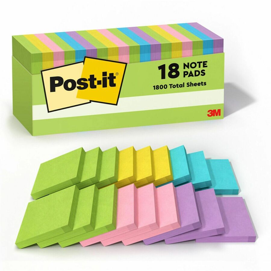 (6 Pack) Sticky Notes 3x3 in Bright Colored Super Self Sticky Pads - 100  Sheets/Pad - Easy to Post for School, Office Supplies, Desk Accessories