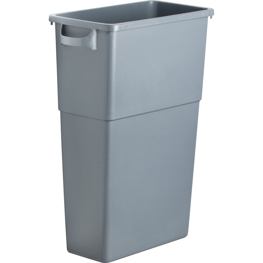 Genuine Joe 23-gallon Space-Saving Waste Container - 23 gal Capacity -  Rectangular - Handle - 30 Height x 20 Width x 11 Depth - Gray - 1 Each -  Reliable Paper