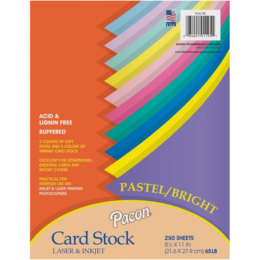 Pacon 101195, Pacon Array Pastel/Bright Colors Jumbo Card Stock