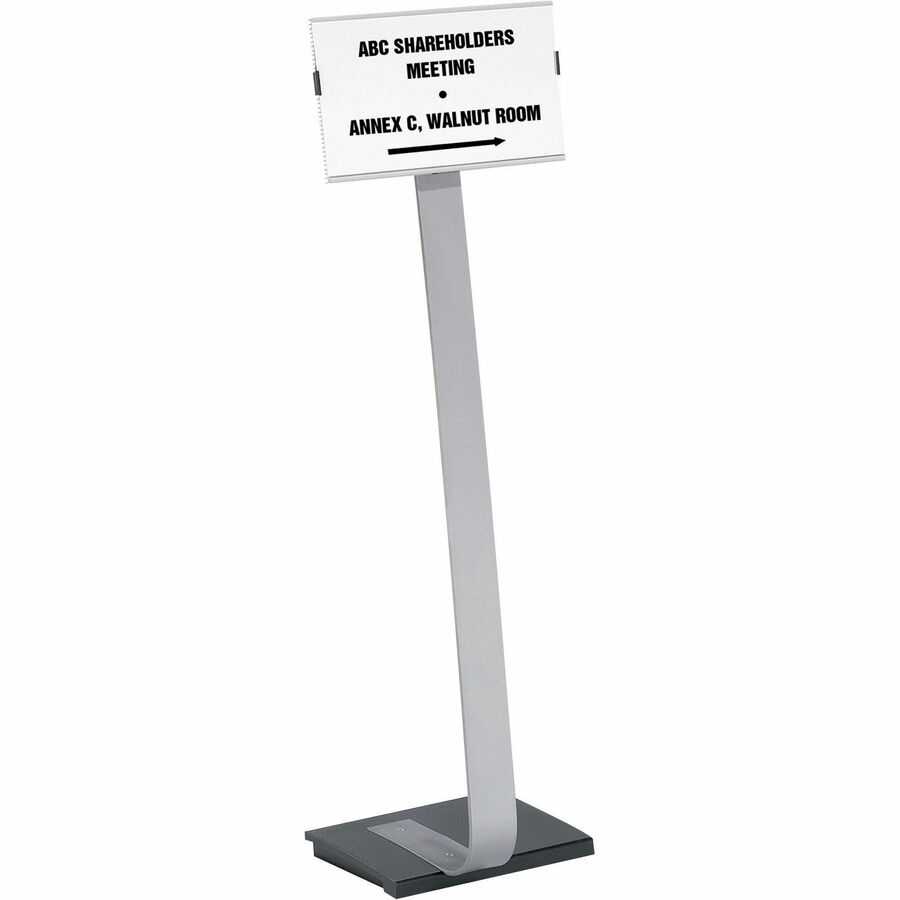 DURABLE® INFO SIGN Letter Floor Stand - 8.5 x 11 Sign - 40.5 - 46.5  Height - Rectangular Shape - Acrylic, Stainless Steel - Updateable - Silver  - 1 Pack
