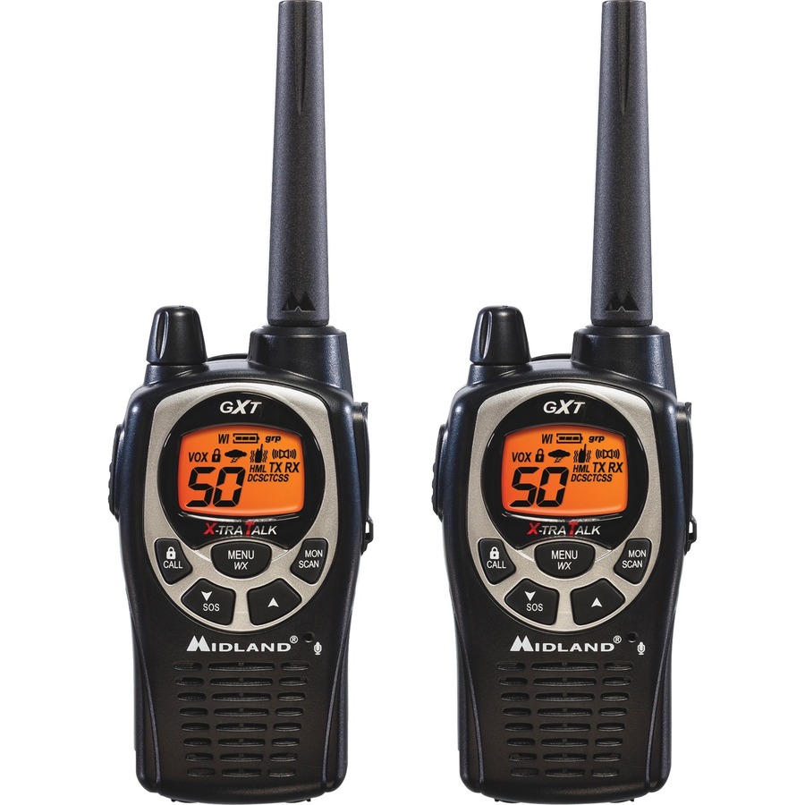 Midland GXT1000VP4 Up to 36 Mile Two-Way Radio 50 Radio Channels 22  GMRS Upto 158400 ft Auto Squelch, Hands-free, Keypad Lock, Silent  Operation Alkaline Thomas Business Center Inc