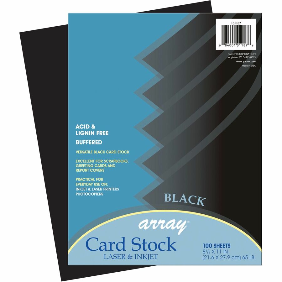 Pacon Laser Printable Multipurpose Card Stock - 10% Recycled Letter - 8  1/2 x 11 - 65 lb Basis Weight - 100 / Pack - Assorted