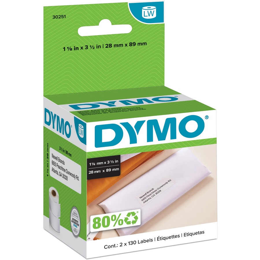 DYMO 30251 LabelWriter Address Labels 30251 1 18 x 3 12 White 130