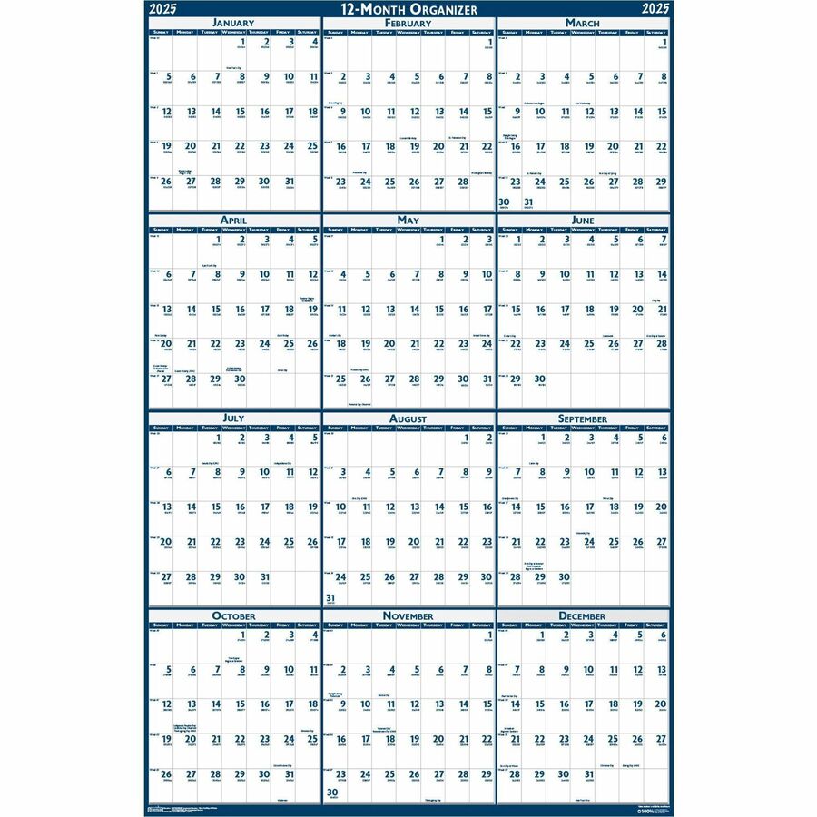 House Of Doolittle Dated 66 Laminated Wall Planner Julian Dates Monthly 1 Year January 21 Till December 21 66 X 33 Sheet Size 2 X 2 25
