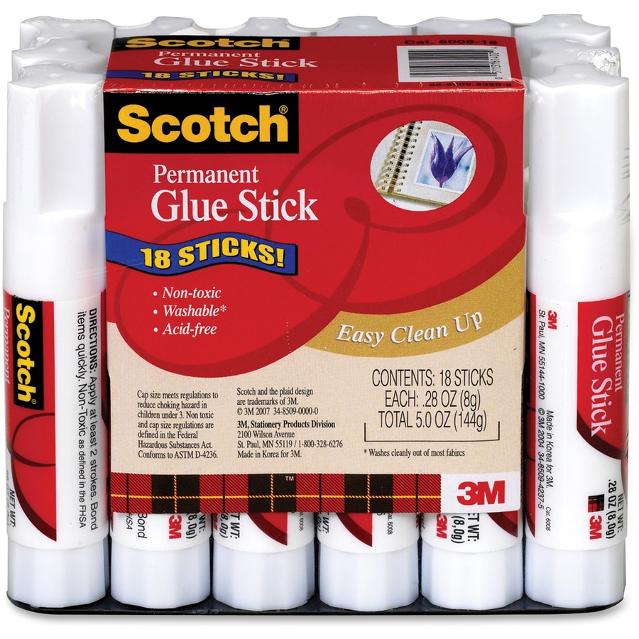 Scotch Brand Scotch MMM600824S Permanent Glue Stick (Pack of 24), Clear  (2-Pack)