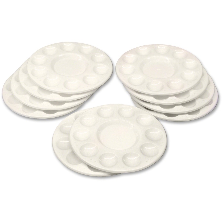 Creativity Street Round Paint Trays - Classroom - 10 / Pack - White -  Plastic