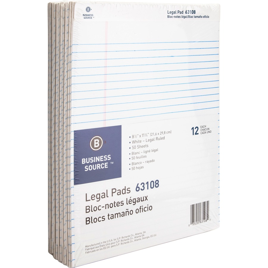 Business Source Micro-Perforated Legal Ruled Pads - 50 BSN63108, BSN 63108  - Office Supply Hut