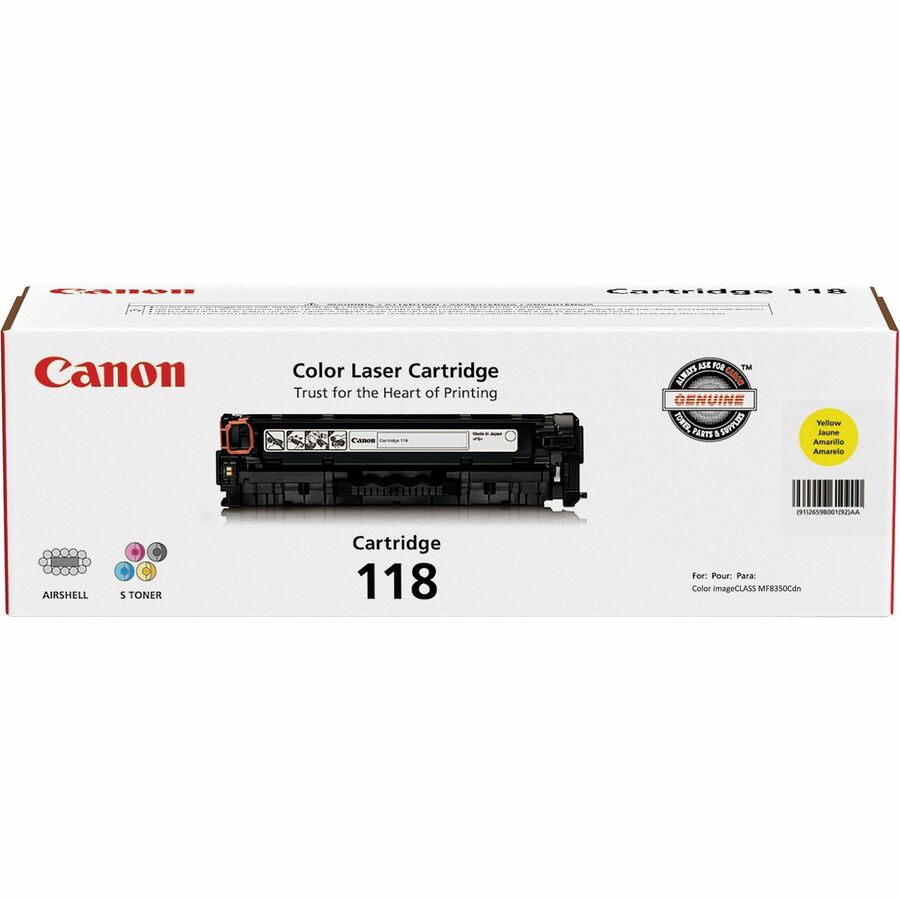 Canon Original Laser Toner Cartridge - Yellow - 1 Each CRTDG118-YW