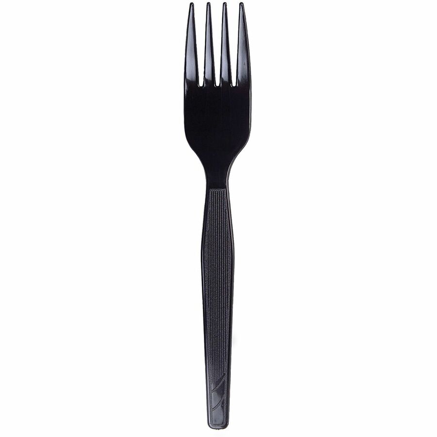 Dixie Plastic Cutlery Heavy Mediumweight Forks Black 1000/Carton