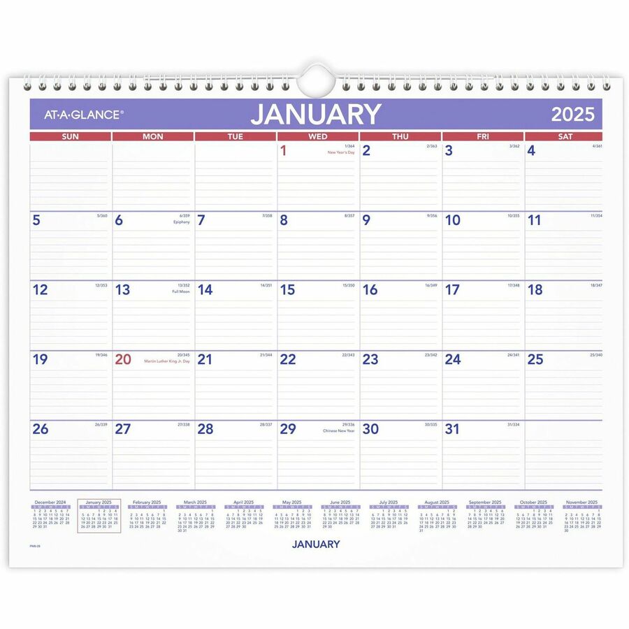 AtAGlance Wall Calendar Medium Size Julian Dates Monthly 12