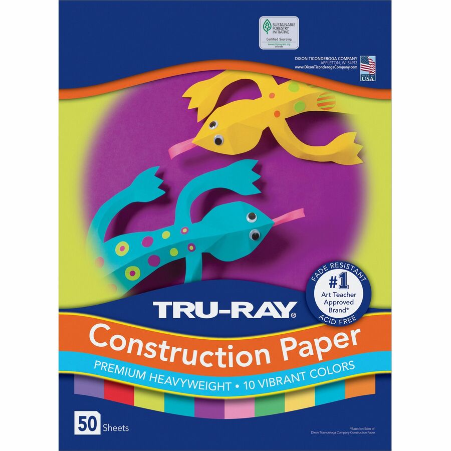 Tru-Ray Heavyweight Construction Paper White 12 x 18 50 Sheets White WHITE  Construction Paper