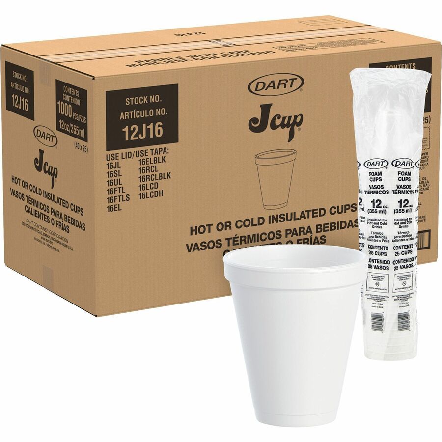  DART 8 Oz White Disposable Coffee Foam Cups Hot and