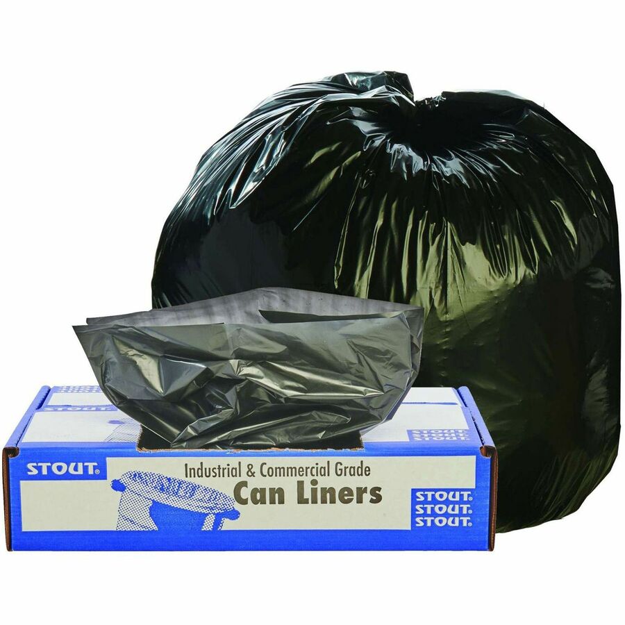 Genuine Joe, Gjo01534, Heavy-Duty Trash Can Liners, 50 / Carton, Black, 45 gal, Size: Large