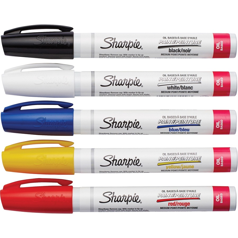 Sharpie Oil-Based Paint Markers, Medium Point - 5 / Pack -Assorted Colors 