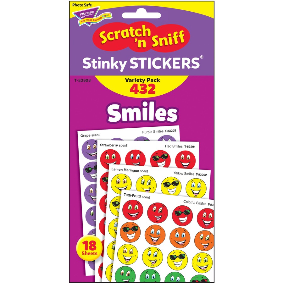 432 Colourful Star Smiles Scratch and Sniff Stinky Reward Stickers Variety ...