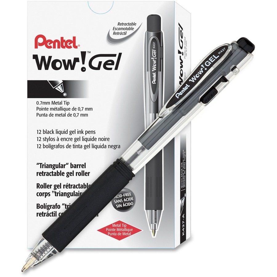 Paper Mate Gel Pen, Profile Retractable Pen, 0.5mm, Black, 12