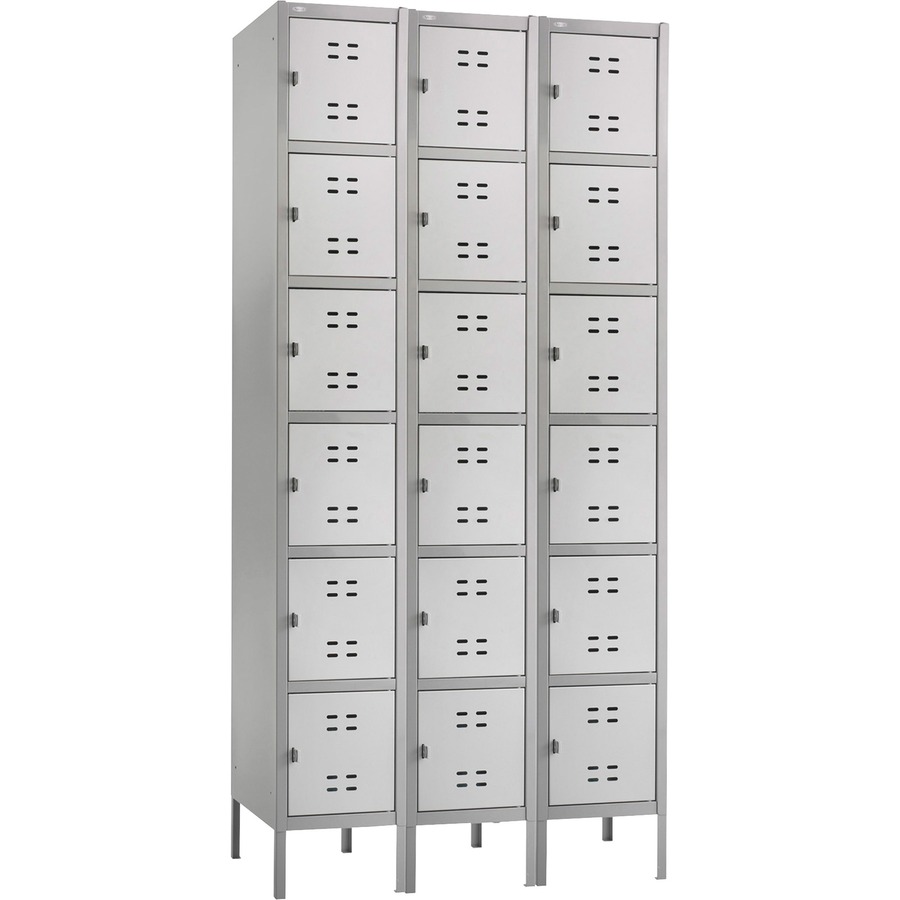 Safco Six-Tier Two-tone 3 Column Locker with Legs 5527GR | Bulk Safco Six-Tier Two-tone 3 Column Locker with Legs 5527GR | Bulk
