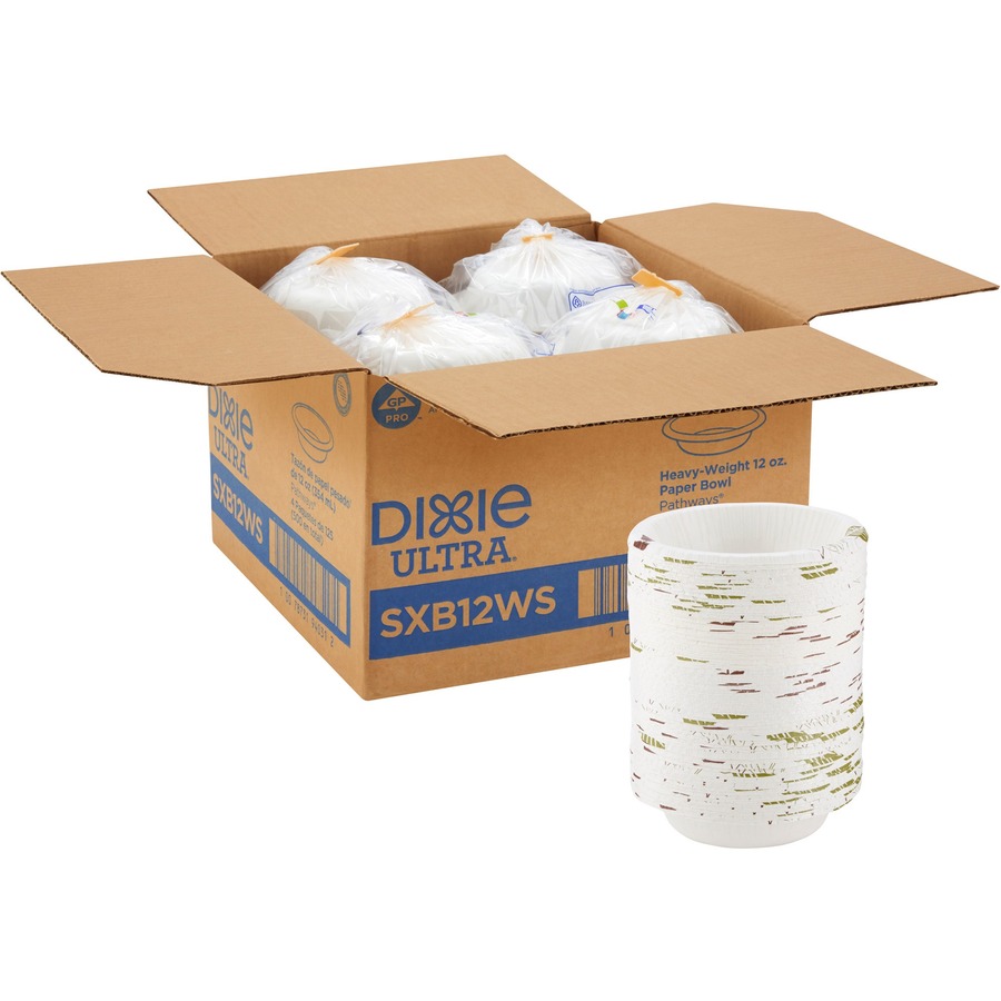 Dixie Pathways Heavyweight Paper Bowls, 20oz, White-green-burgundy, 125-Pack