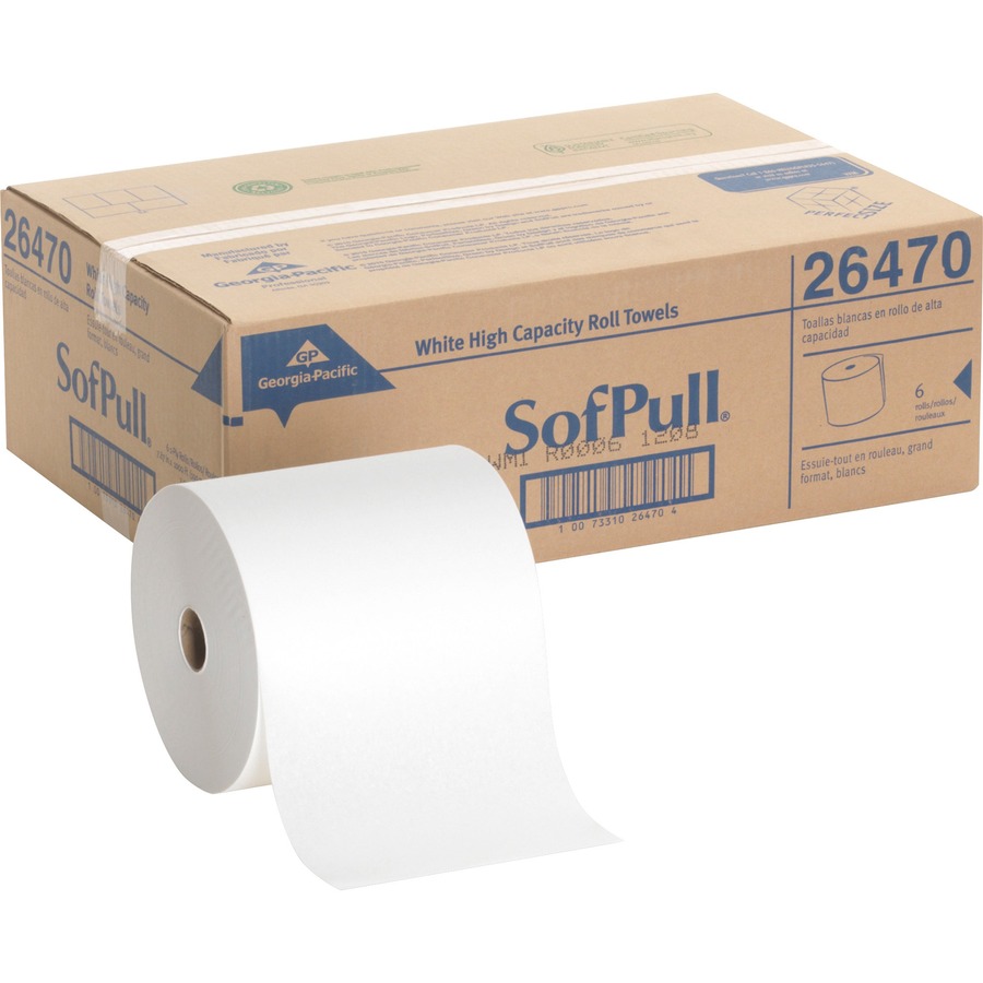 SofPull Hardwound Paper Towel Rolls - White - 6 / Carton