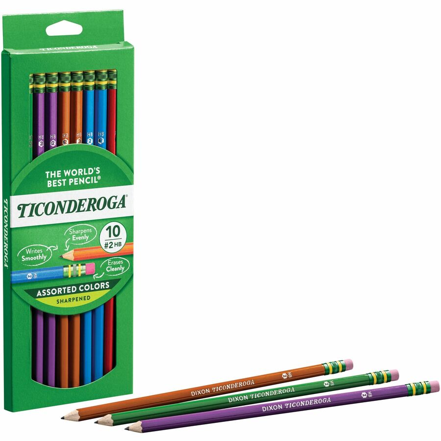 Dixon Ticonderoga Pencil, Assorted, #2 - 10 count