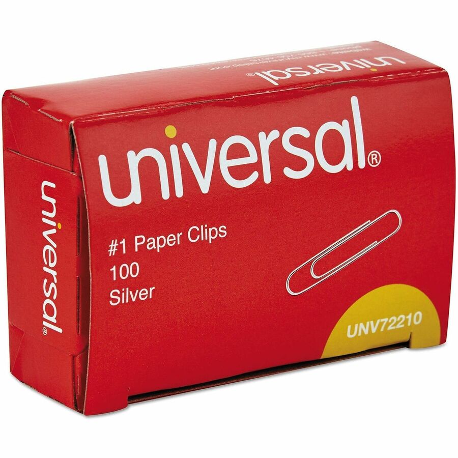 Paper Clips Sliver Universal Paper Clips, #1, Smooth Silver, 100/Box - No. 1 - 1.3