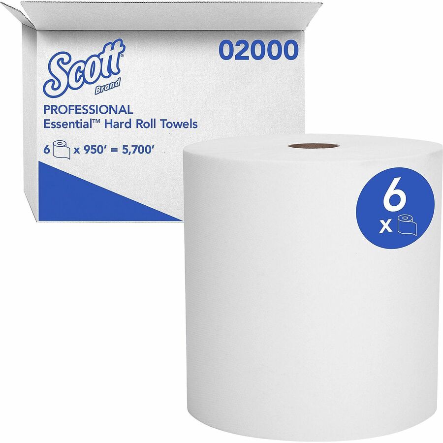 SofPull Hardwound Paper Towel Rolls - White - 6 / Carton 