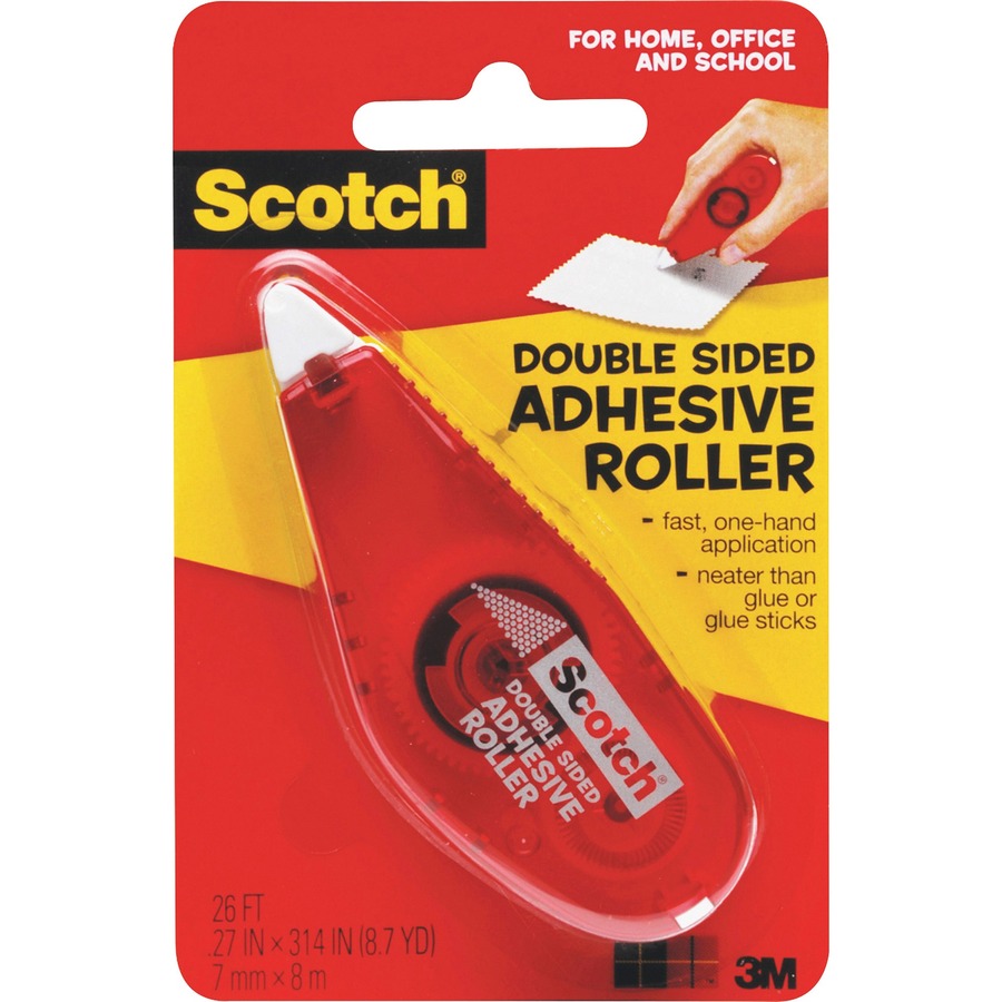 Scotch Double-Sided Adhesive Roller - 26 ft Length x 27 Width - Dispenser  Included - Handheld Dispenser - For Multipurpose - 1 Each - Clear