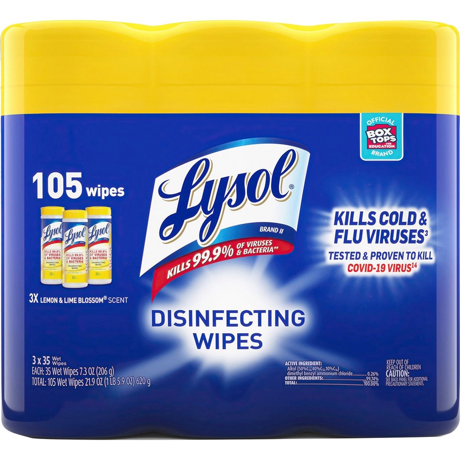 Lysol Disinfecting Wipes 3 Pack Wipe Lemon Scent 35