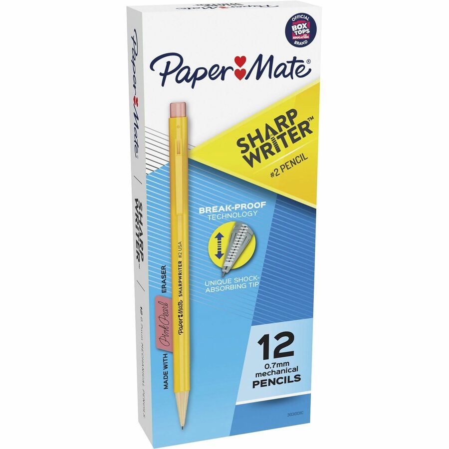 Paper Mate Sharpwriter Mechanical Pencil - #2 Lead - 0.7 mm Lead Diameter -  Goldenrod Barrel - 12 / Dozen
