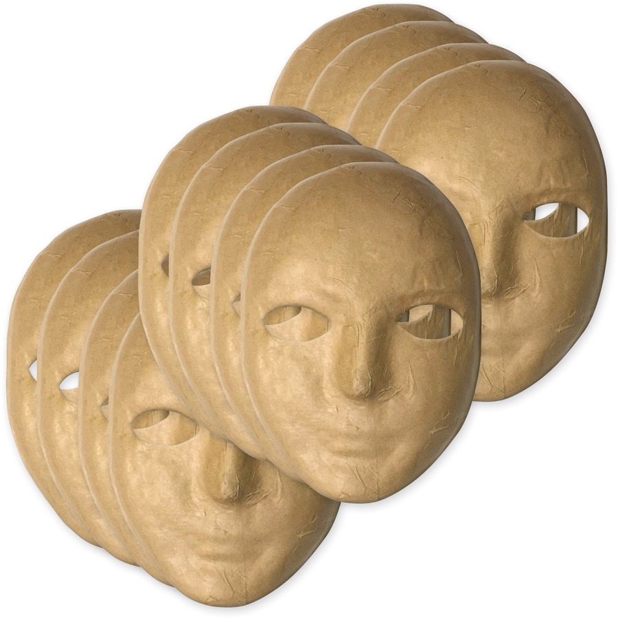 Creativity Street Paper Mache Masks - Decoration - 8Height x 6Width x  3Depth - 12 / Set - Natural - Paper