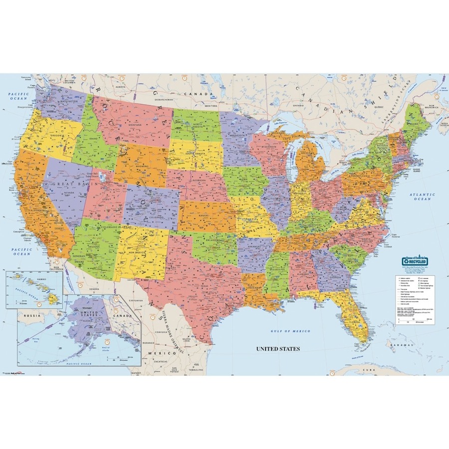 House Of Doolittle Laminated United States Map 50 Width X 33