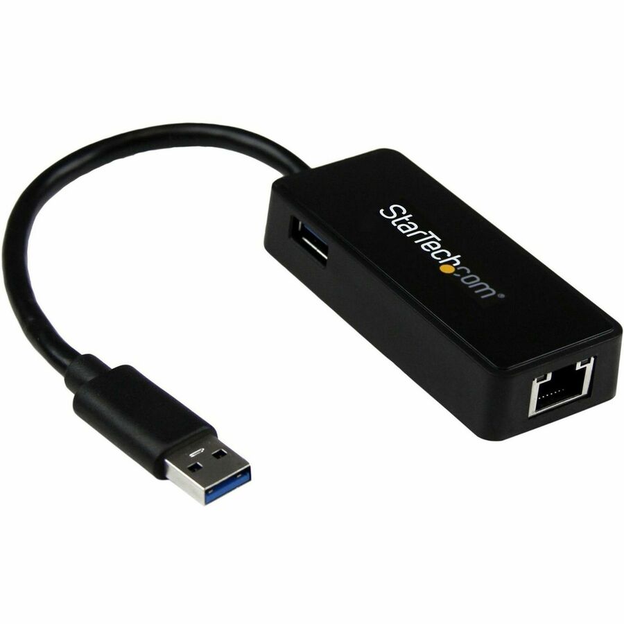 USB 3.0 to Gigabit Ethernet Adapter NIC w/ USB Port Black  Add a Gigabit Ethernet port and a USB 3.0 pass-through port to your laptop  through a single USB