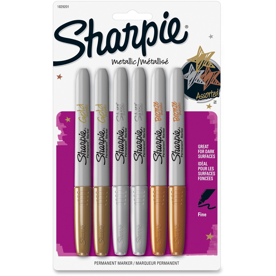  Sharpie Metallic Permanent Markers, Fine Point, Assorted  Colors, 6 Count : Office Products