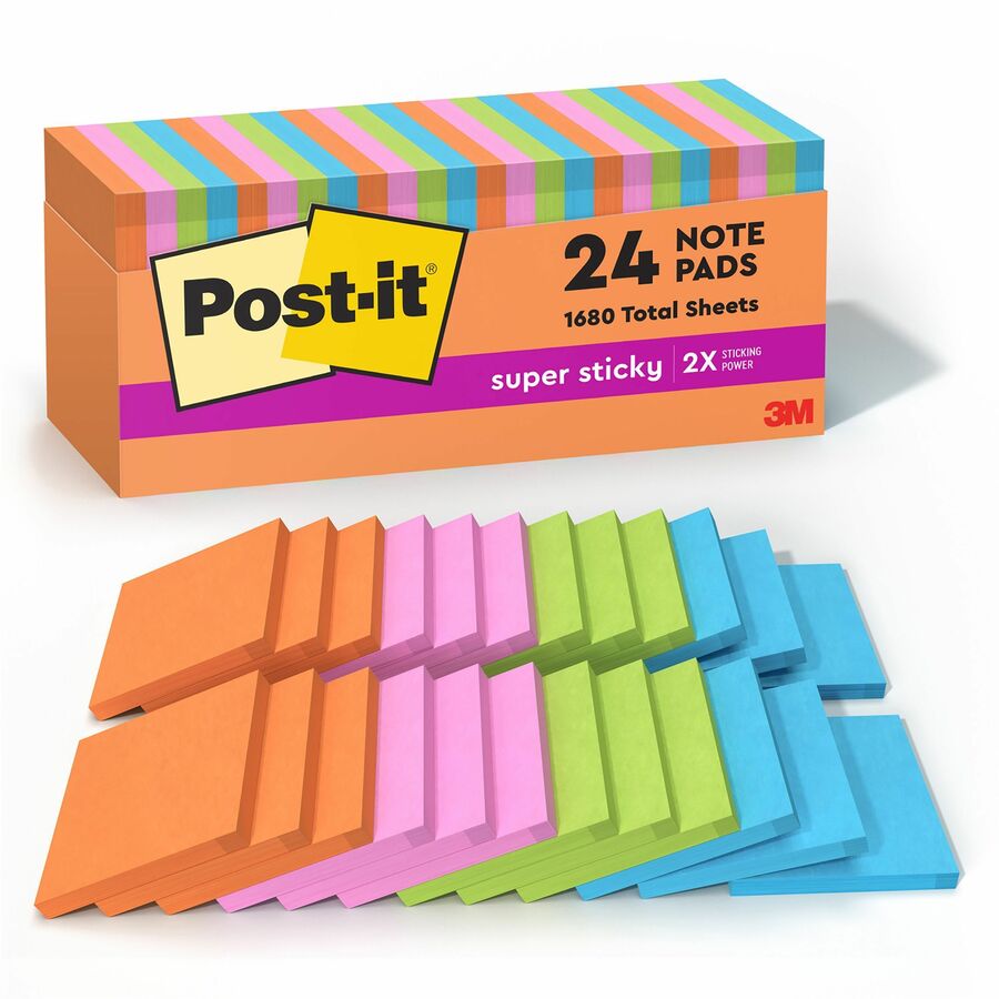 3M Post-it 2x2 Super Sticky Full Stick Notes, 8 Pads