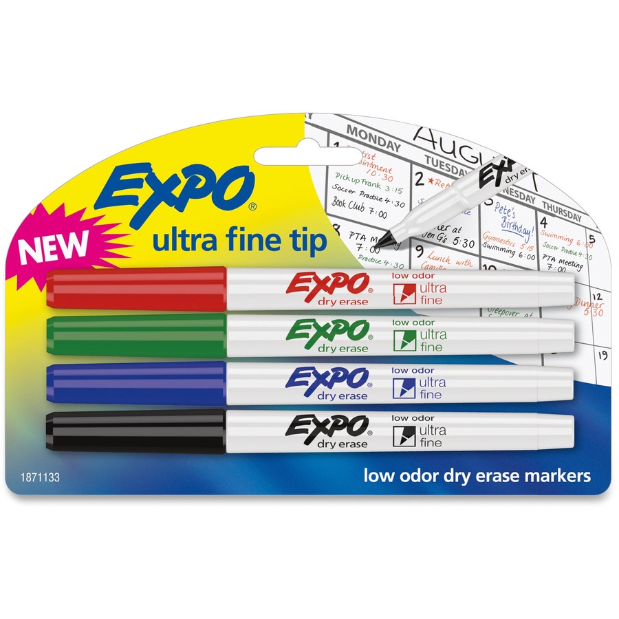 EXPO Dry Erase Markers, Whiteboard Markers with Low Odour Ink, Ultra-Fine  Tip, Assorted Colours, 8 Count : : Office Products